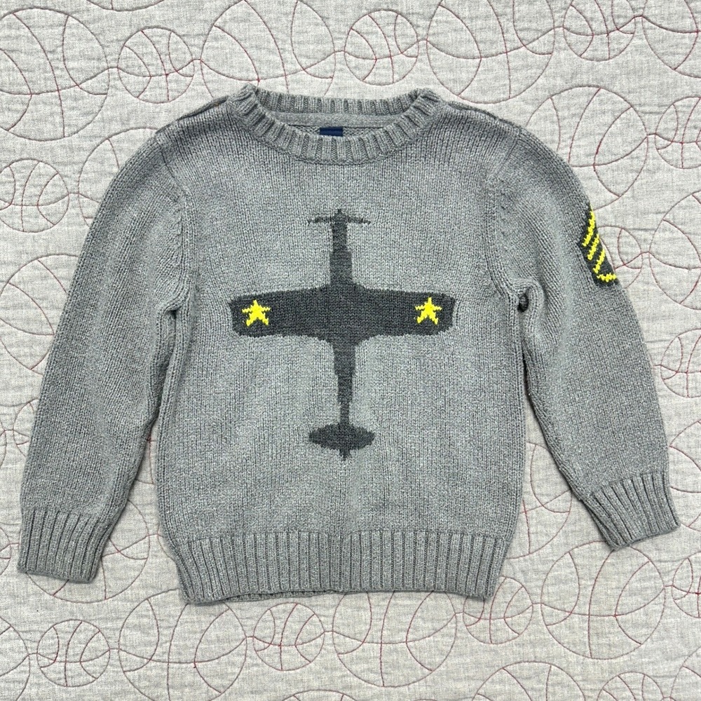 babyGap Sweater Gray Airplane Graphic Knit Pullover / Toddler's 5 Years